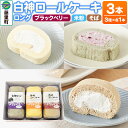 【ふるさと納税】白神ロールケーキ(ロング)詰合せ 合計3本 そば こめっこ ブラックベリー 3種×各1本 ケーキ スイーツ(4)