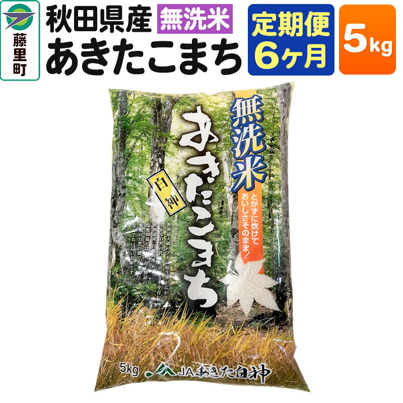 【定期便6ヶ月】秋田県産 あきたこまち【無洗米】5kg×1袋