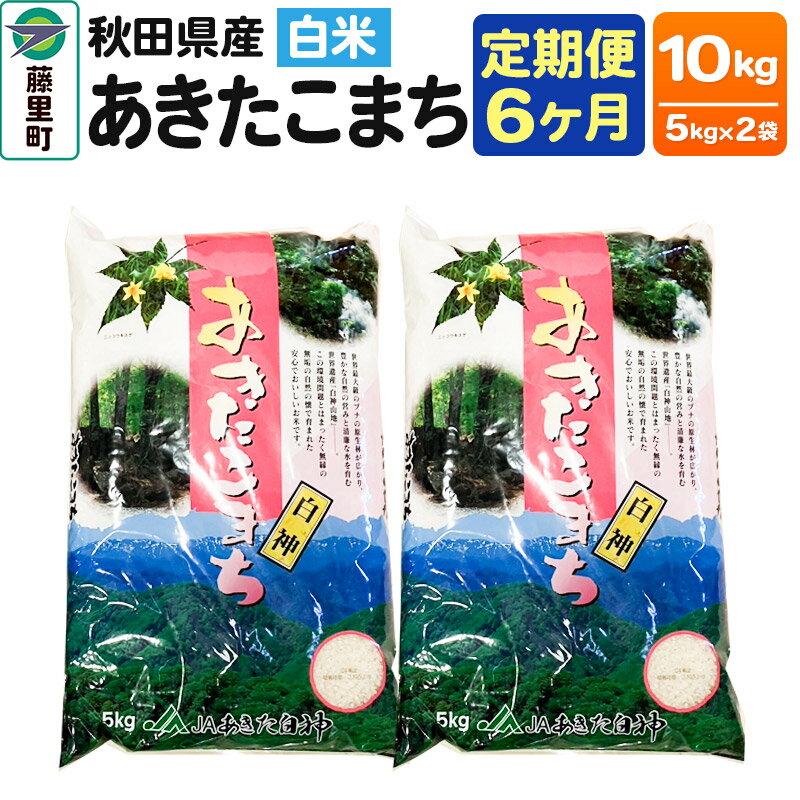 【定期便6ヶ月】秋田県産 あきたこまち【白米10kg】5kg×2袋