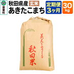 【ふるさと納税】【定期便3ヶ月】秋田県産 あきたこまち【玄米】30kg×1袋