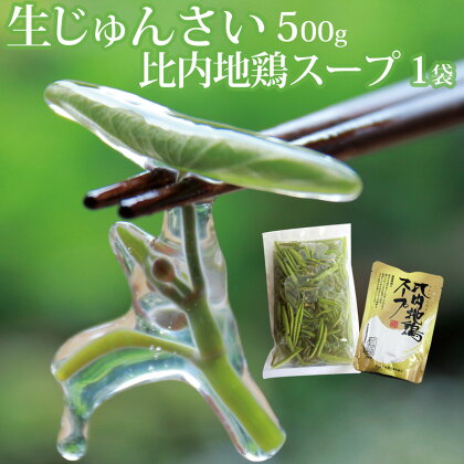 生じゅんさい500g＋比内地鶏スープ200ml×1袋 《冷蔵》（2024年5月中旬頃～7月下旬順次発送予定） 令和6年産 2024年産 先行受付 秋田県産 三種町産