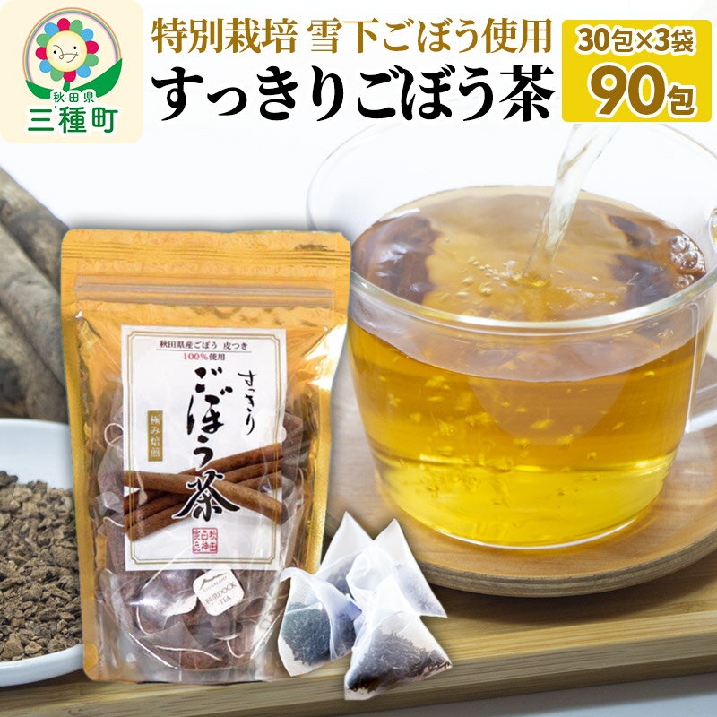 秋田県三種町産 ごぼう茶 ティーパックタイプ (1.5g×30包)×3袋)