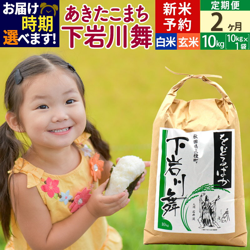 新米予約《2ヶ月定期便》あきたこまち 10kg (10kg×1袋 ) 発送時期選べる 秋田県三種町産 令和6年産 下岩川舞 石井漠 をどるばか オリジナルラベル