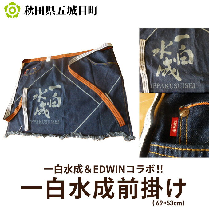 【ふるさと納税】【一白水成＆EDWINコラボ！！】一白水成前掛け（69×53cm）　【ファッション 前掛け】