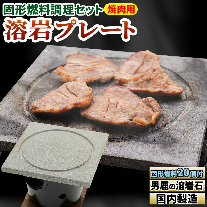 【ふるさと納税】焼肉用　溶岩プレート　固形燃料調理セット（固形燃料20個付き） 焼肉プレート BBQ