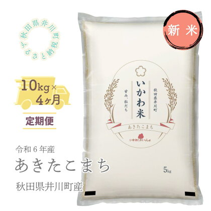 【令和6年産先行受付】定期便　精米10kg×4ヶ月　秋田県井川町産　あきたこまち