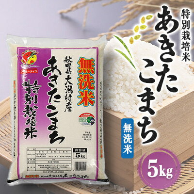 【ふるさと納税】あきたこまち特別栽培・無洗米(精米)5kg【配送不可地域:離島・沖縄県】【1071236】