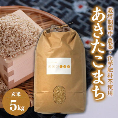 [令和5年産]あきたこまち玄米5kg (栽培期間中農薬不使用・化学肥料不使用)[配送不可地域:離島・沖縄県]