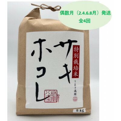 【ふるさと納税】【発送月固定定期便】偶数月発送 特別栽培米サキホコレ5kg全4回【配送不可地域:離島・沖縄県】【4075609】