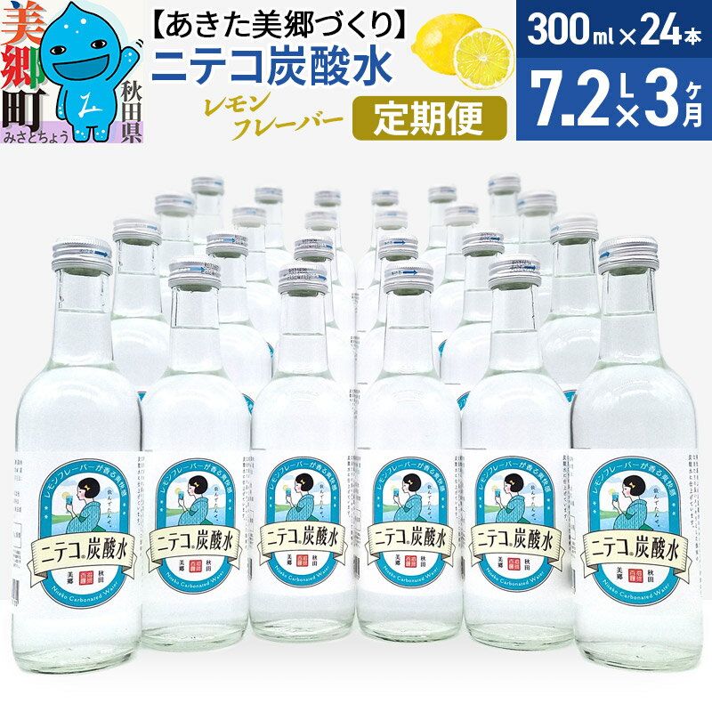 【ふるさと納税】《定期便3ヶ月》ニテコ炭酸水(レモン) 300ml×24本入 「水の郷」の炭酸水 ご当地炭酸水