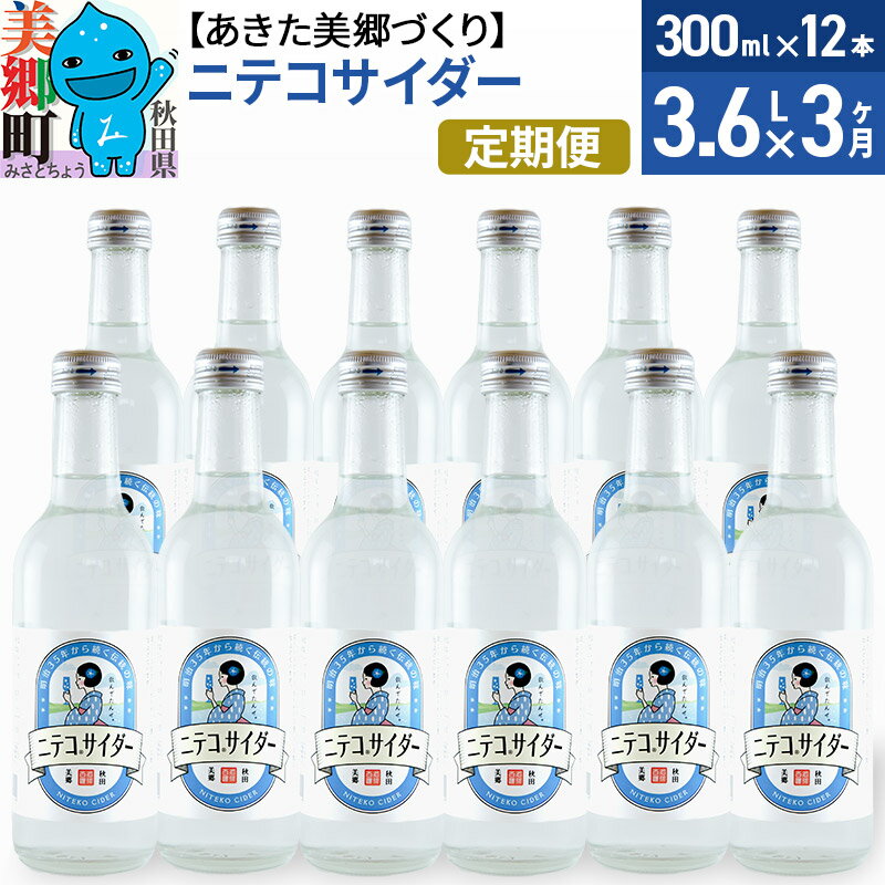 [定期便3ヶ月]ニテコサイダー 300ml×12本入 「水の郷」のサイダー ご当地サイダー