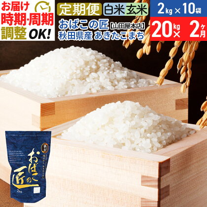 【白米/玄米 選べる】《定期便2ヶ月》令和5年産 おばこの匠 20kg（2kg×10袋）×2回 計40kg 秋田県産あきたこまち 2か月 2ヵ月 2カ月 2ケ月 秋田こまち お米 発送時期が選べる