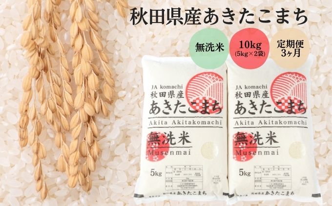 【ふるさと納税】定期便3ヶ月 無洗米 秋田県産 あきたこまち 10kg (5kg×2袋)×3回 計30kg 令和5年産　【定期便・ お米 ご飯 ブランド米 銘柄米 】　お届け：2023年11月中旬頃～2024年10月中旬頃