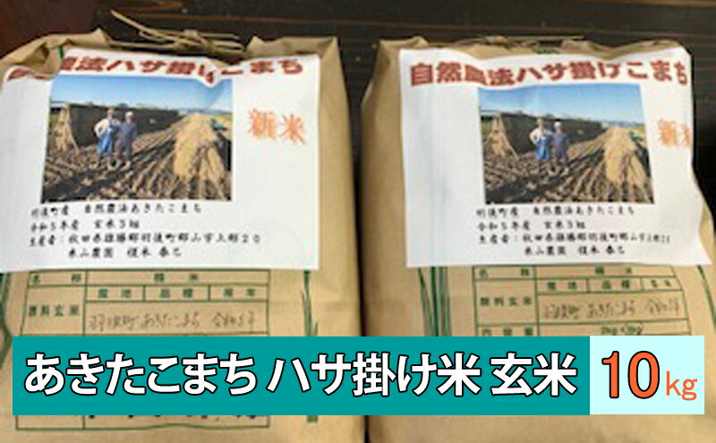 【ふるさと納税】秋田県羽後町産 あきたこまち ハサ掛け米 玄米 10kg（5kg×2袋）えのもと　【玄米・お米・お米・あきたこまち】