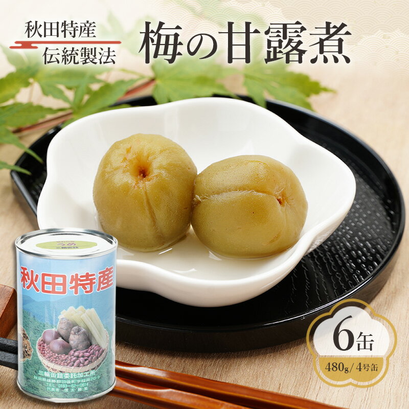 秋田特産 伝統製法 梅の甘露煮 6缶(480g/4号缶)三輪缶詰[ 缶詰 梅 うめ ウメ 甘露 保存 秋田 羽後 ]