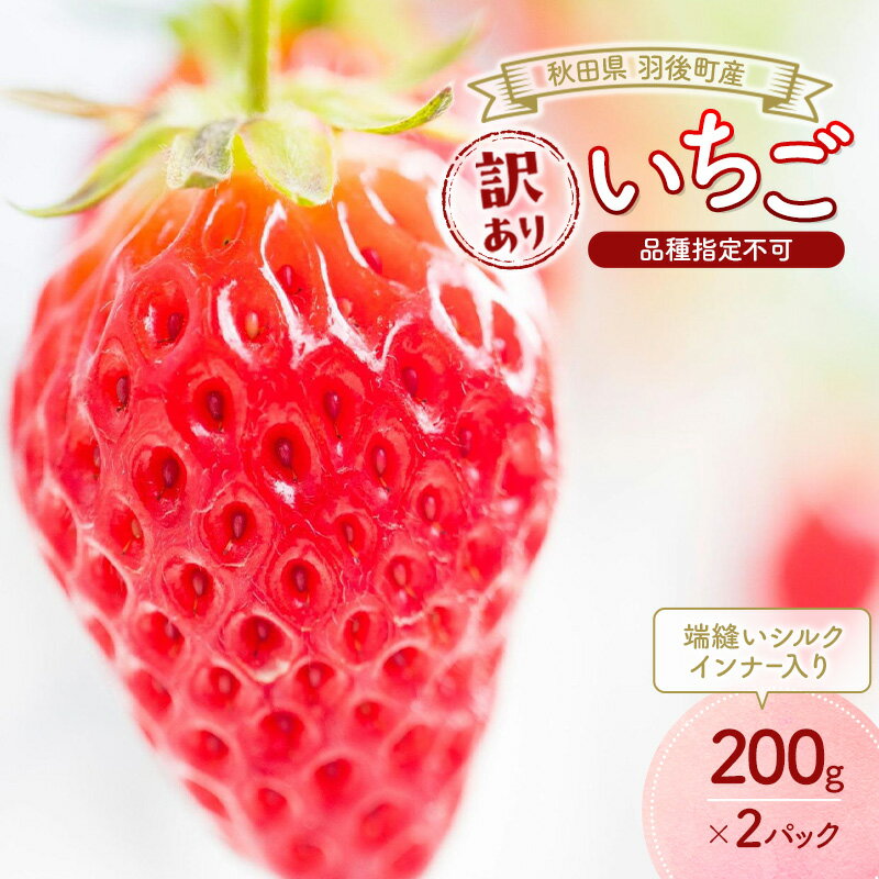 【ふるさと納税】秋田県 羽後町産 訳あり いちご 品種指定不可 200g×2パック 端縫いシルクインナー入...