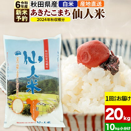 ※令和6年産 新米予約※《1回のみお届け》令和6年産 あきたこまち 秋田県産「仙人米」白米 20kg（10kg×2袋）【2024年秋ごろ出荷予定】