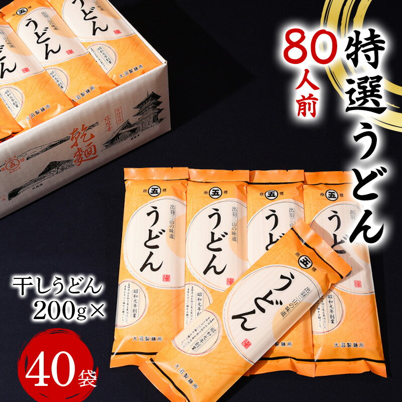 特選うどん 80人前 （200g×40袋） 大沼製麺所 F2Y-3457