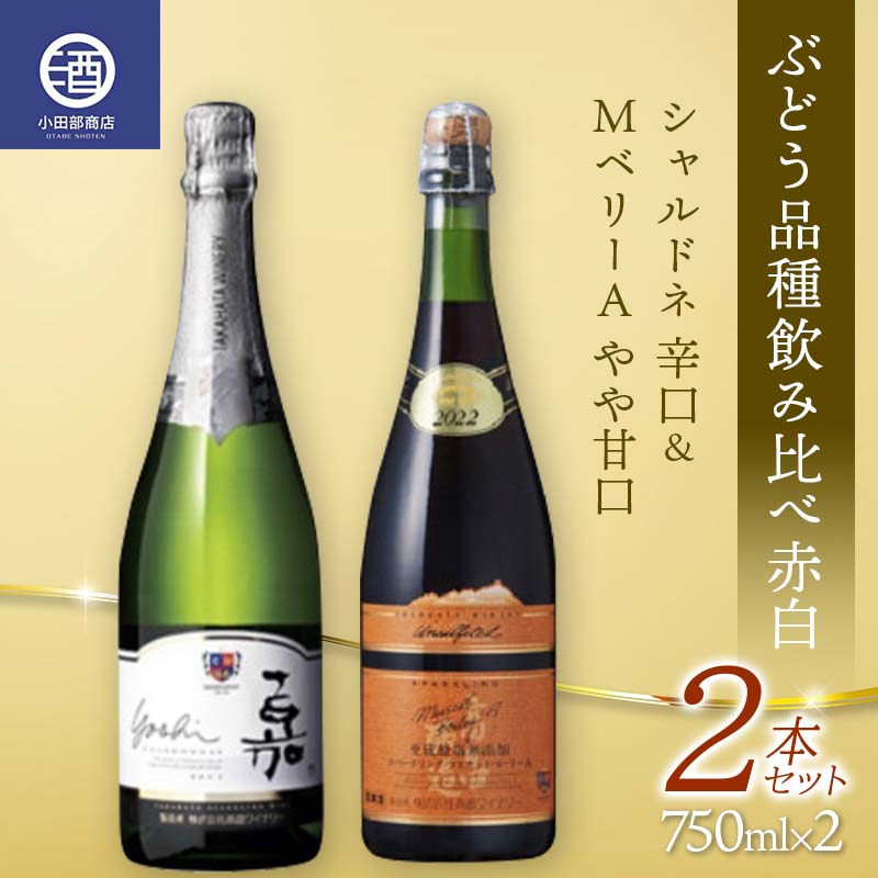 ぶどう品種飲み比べ赤白 シャルドネ 辛口 MベリーA やや甘口 2本セット F2Y-3603