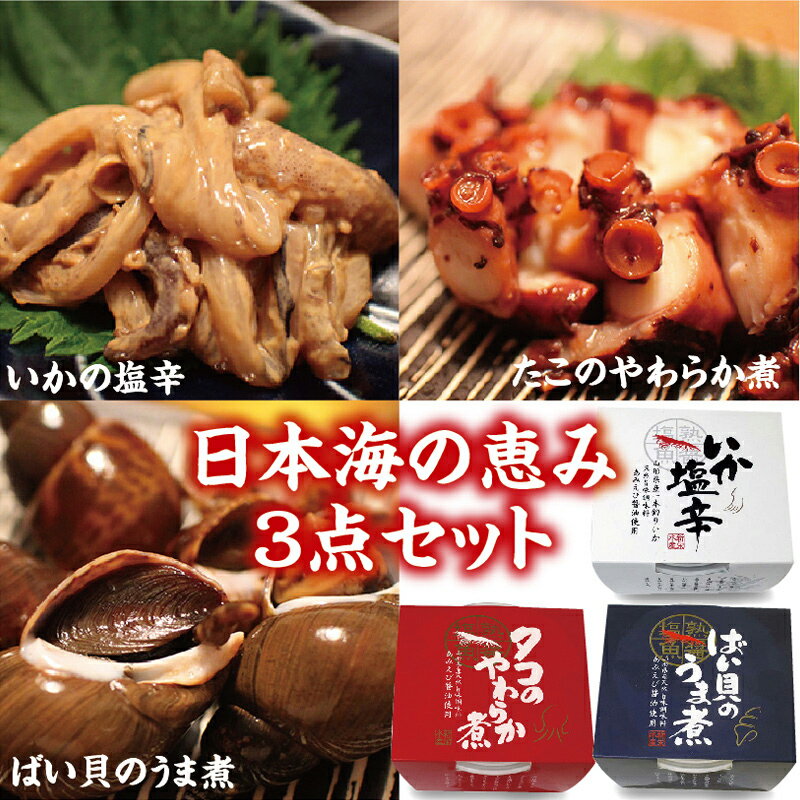 【ふるさと納税】「日本海の恵み3点セット」いか塩辛・タコのやわらか煮・ばい貝のうま煮 F2Y-3797