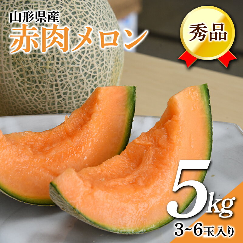 【ふるさと納税】【先行予約・令和5年7月下旬発送】山形県産 赤肉メロン 5kg (約3〜6玉入り) メロン 赤肉 庄内産メロン 秀品 山形 フルーツ 果物 FSY-0455のサムネイル