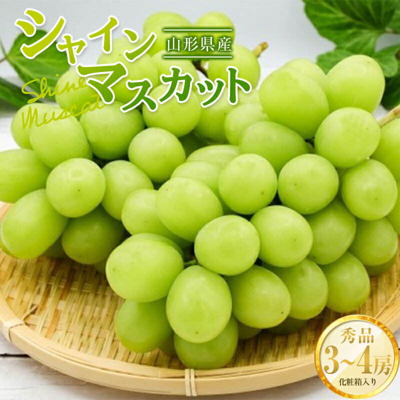 【ふるさと納税】《2025年先行予約》山形県産 シャインマスカット 秀品 3〜4房入り 2kg 箱入り マスカット ぶどう ブドウ 葡萄 デザート フルーツ 果物 くだもの 果実 食品 山形県 FSY-0826