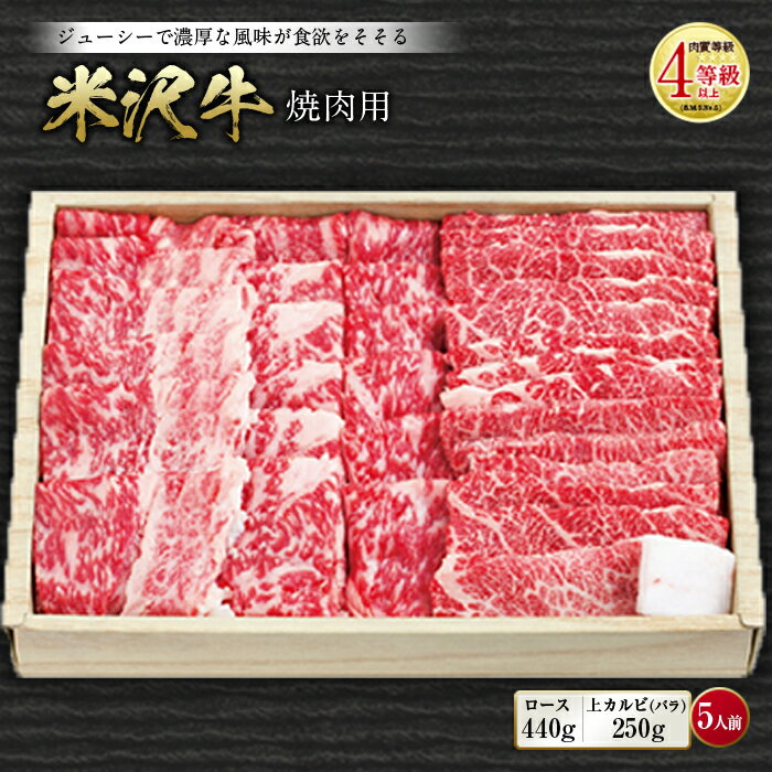 米沢牛 焼肉用 肉質等級：4等級(B.M.S.No.5)以上 F2Y-0843