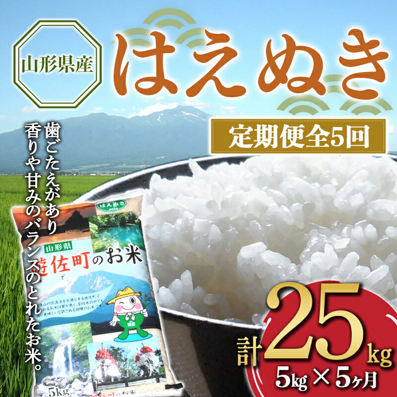 【ふるさと納税】【定期便】山形県産 はえぬき 5kg×5ヶ月連続（計25kg） F2Y-3215