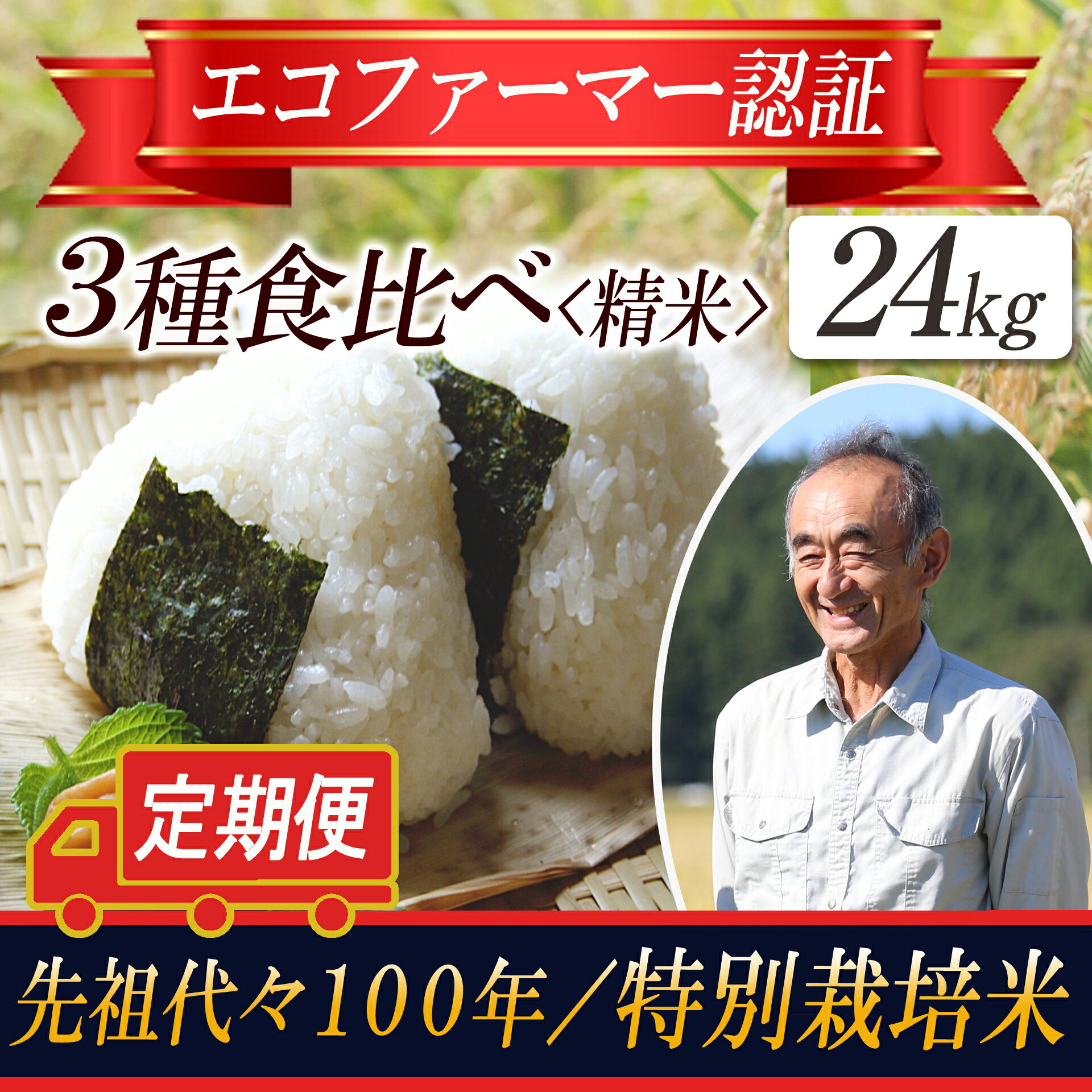 【令和5年産米】特別栽培米 定期便 3種食べ比べ 精米24kg 山形県庄内 F2Y-3669