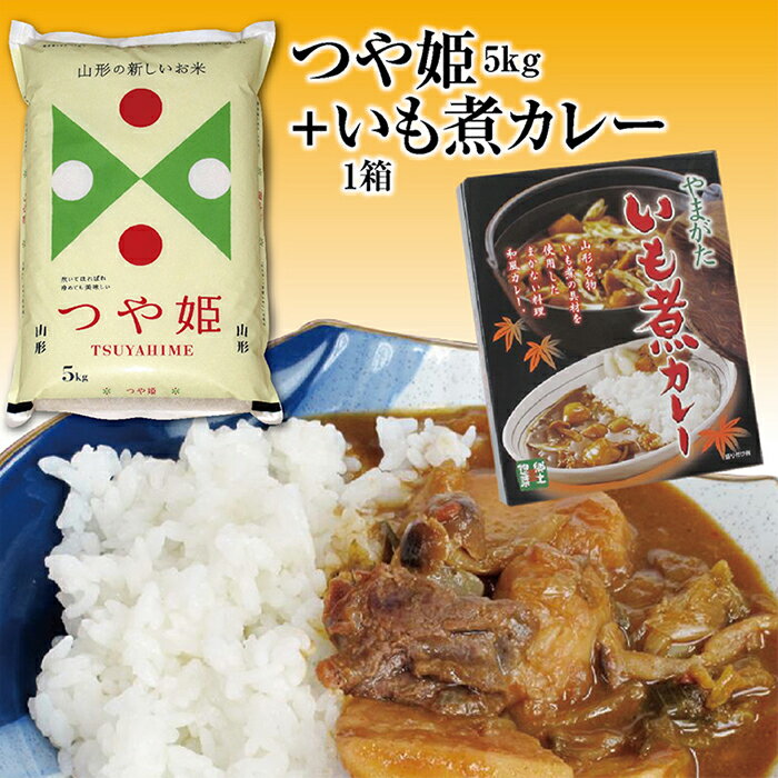 【ふるさと納税】 山形県の人気ブランド米「つや姫5kg」と山形名物いも煮仕立ての「いも煮カレー1箱」セット F2Y-3037