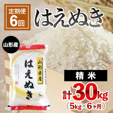 【ふるさと納税】FY21-327 【定期便6回】山形産 はえぬき 5kg×6ヶ月(計30kg)