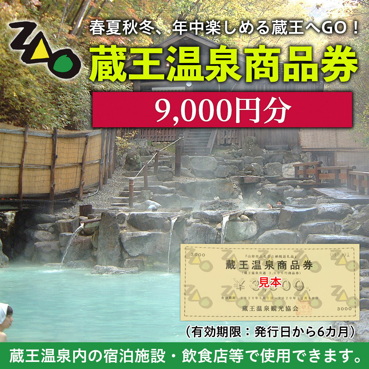 【ふるさと納税】FY21-517 蔵王温泉商品券 9,000円分