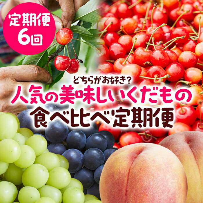 【ふるさと納税】【定期便6回】どちらがお好き？人気の美味しいくだもの食べ比べ定期便 【令和6年産先行予約】FS23-772 山形 山形県 山形市 フルーツ 果物 くだもの さくらんぼ 佐藤錦 紅秀峰 桃 もも モモ ぶどう 葡萄 ブドウ ピオーネ シャインマスカット 食べ比べ