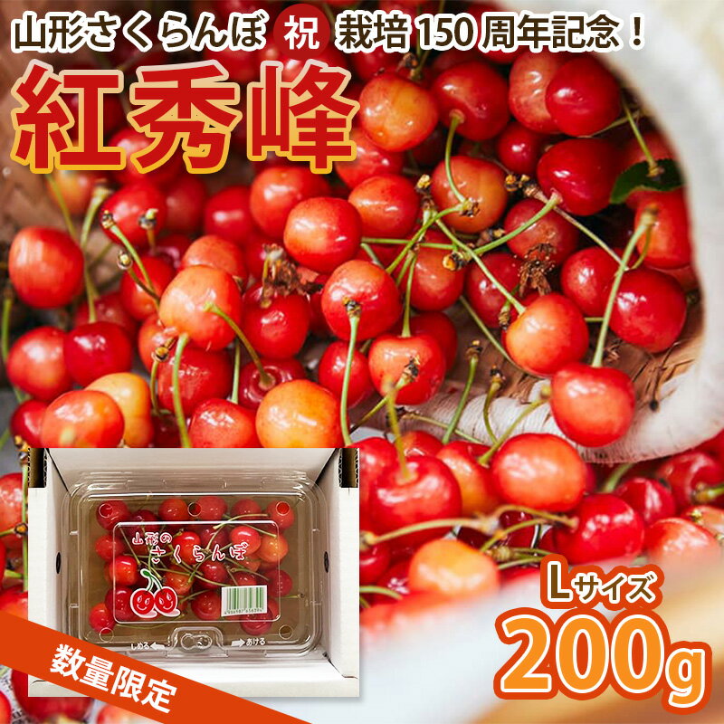 山形さくらんぼ (祝)栽培150周年記念!紅秀峰 200g L玉 数量限定![令和8年産先行予約]FS25-109
