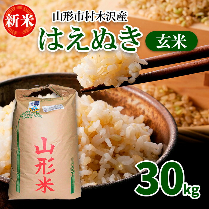 [令和6年産新米]山形市 村木沢産 はえぬき 玄米 30kg FY23-006 山形 お取り寄せ 送料無料