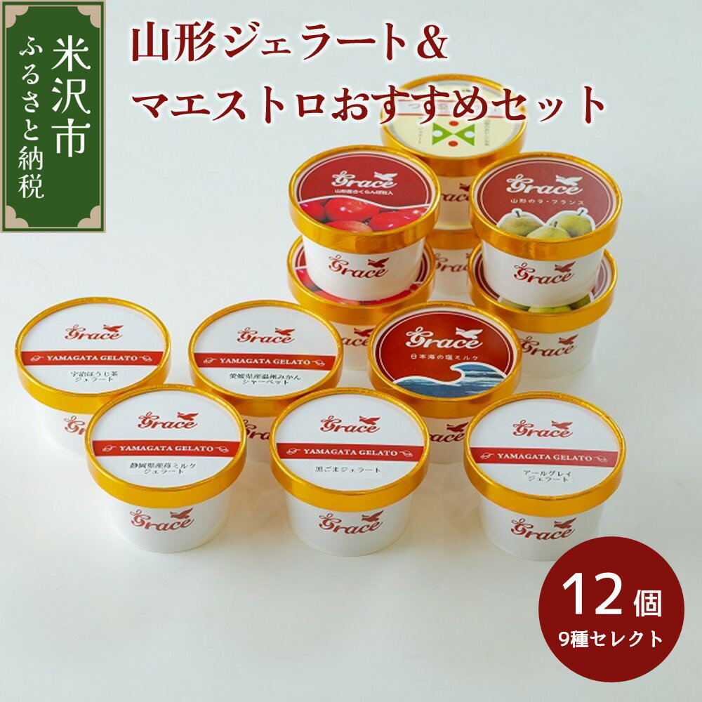 山形ジェラート ＆ ジェラートマエストロお勧め 12個 詰合せ ( 9種類 より セレクト 100ml /個 ) ジェラート アイス ジェラートマエストロ