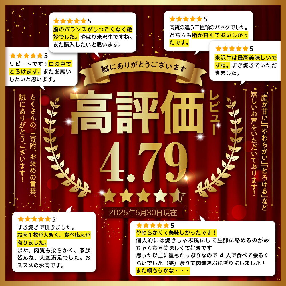 【ふるさと納税】＼レビューキャンペーン／ 牛肉 すき焼き 米沢牛 量が選べる (380g / 600g / 1kg) 冷蔵 冷凍黒毛和牛 和牛 ブランド牛 すき焼き肉 国産 日本三大和牛 人気 レビュー高評価 【GI認定】送料無料 山形県 米沢市