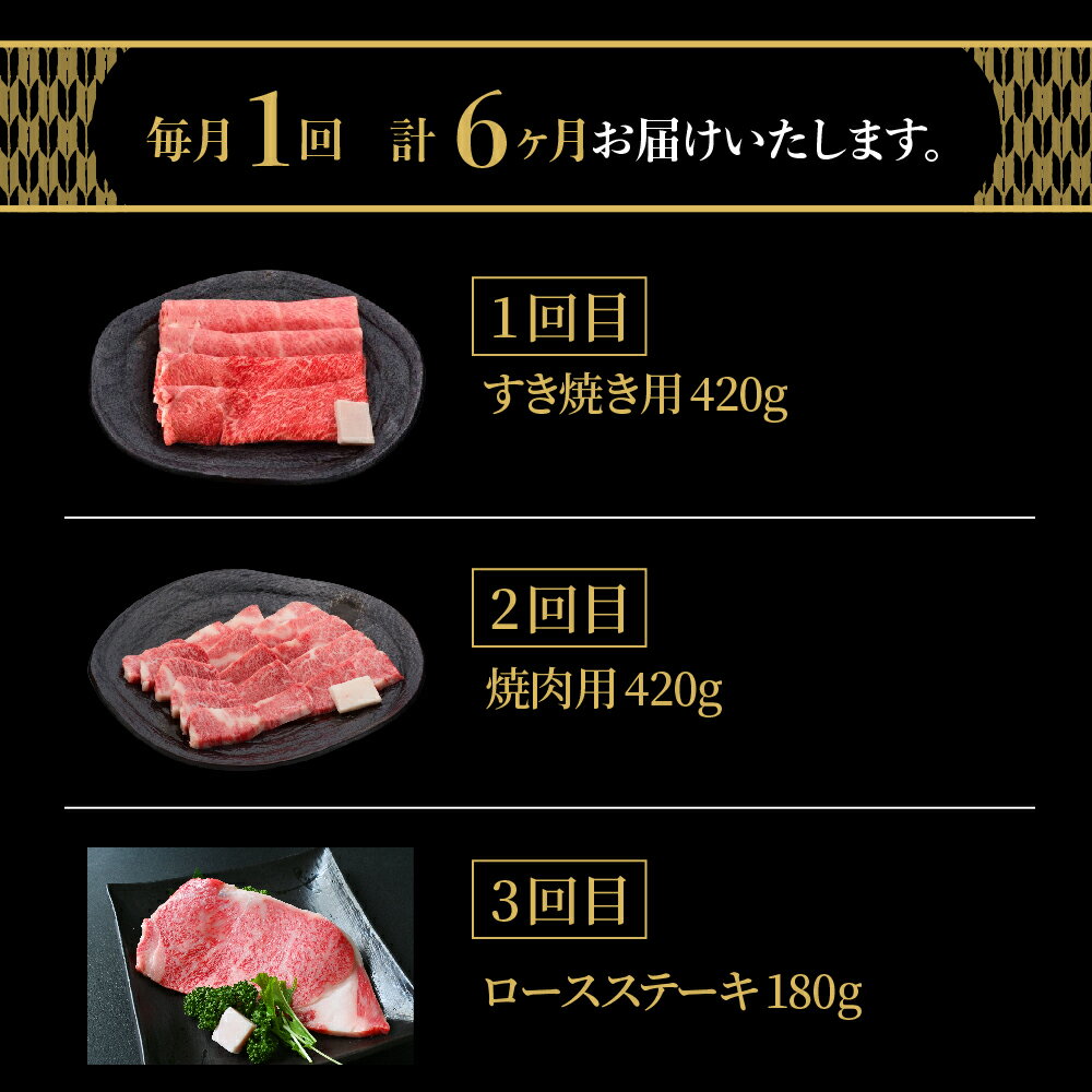 【ふるさと納税】牛肉 米沢牛 Bコース すき焼き 焼肉 しゃぶしゃぶ ステーキ 味噌粕漬け 味噌漬け 6ヶ月 定期便 山形県 米沢市 きめ細かい 霜降り うまみ 香り とろける食感