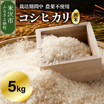 《 先行予約 》【 令和6年産 新米 】 コシヒカリ 5kg 栽培期間中 農薬不使用 化学肥料不使用 産地直送 農家直送 2024年産 米沢産 米 ブランド米 精米 白米 送料無料 お取り寄せグルメ 山形県 米沢市