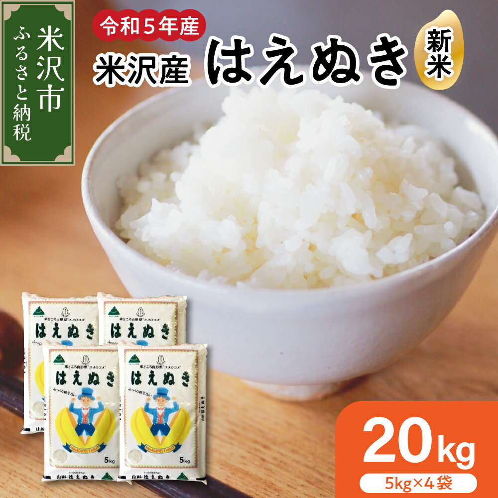 【ふるさと納税】【令和5年産 新米】はえぬき 20kg (5kg×4袋) 2023年産 山形県 米沢市産 精米 米 白米 お米 ブランド米 お米マイスターのサムネイル