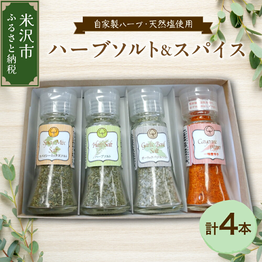 【ふるさと納税】《自家有機栽培 ハーブ使用》 ハーブソルト スパイス セット 計4本 (ハーブソルト