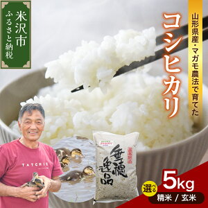 【ふるさと納税】【令和7年産 先行予約】コシヒカリ 5kg 選べる 精米 / 玄米新米 米 白米 2025年産 有機肥料100% 特別栽培米 農家直送 ブランド米 山形米 5キロ お取り寄せ 国産 送料無料 東北 山形県 米沢市