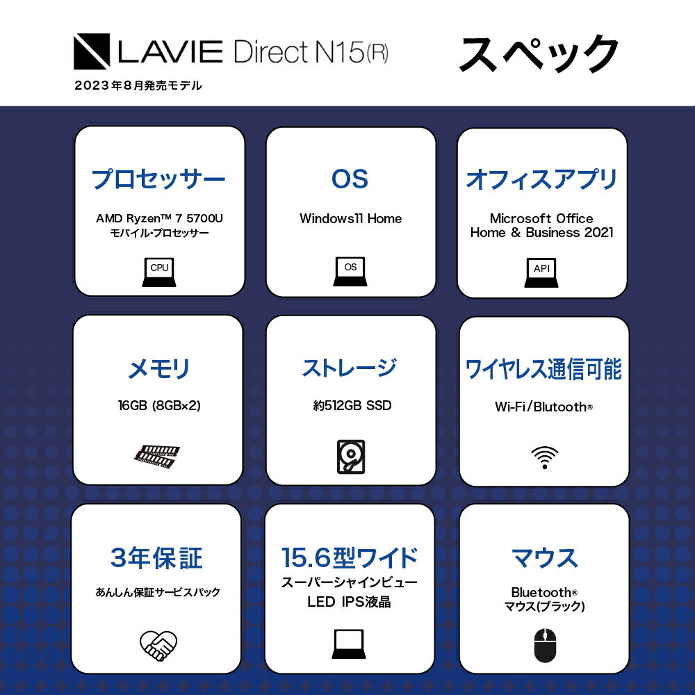 【ふるさと納税】【新品】パソコン NEC LAVIE Direct N15(R)-① スーパーシャインビュー LED液晶 メモリ 16GB SSD 512GB Windows11 オフィスあり 2023年8月発売モデル ノートパソコン ノートPC PC 新生活 [055-N15R-01] 山形県 米沢市 送料無料