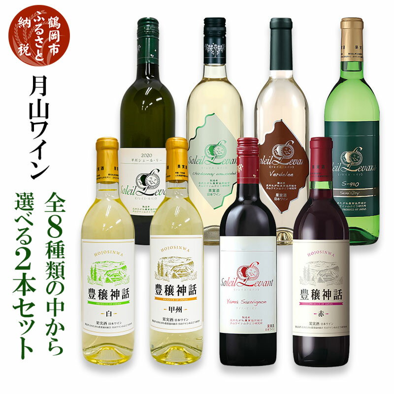 ワイン飲み比べセット 【ふるさと納税】月山ワイン 全8種類から選べるワインお試し2本セット 【ソレイユ・ルバン】 甲州シュール・リー シャルドネアンウッド セミドライ 【豊穣神話】甲州 セイベル白 | 山形県 鶴岡市 ワイン お酒 飲み比べ 赤ワイン 白ワイン ワインセット 詰め合わせ 国産ワイン