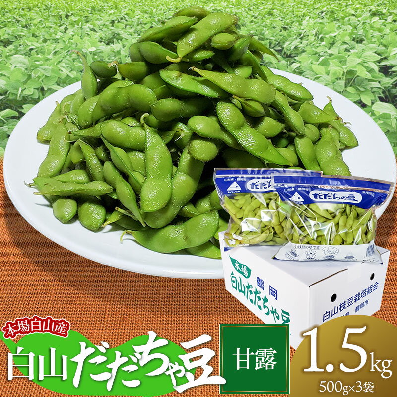 [令和6年産 先行予約]本場 白山産 白山だだちゃ豆 [甘露(かんろ)]1.5kg (500g×3袋) 農家 長四郎 枝豆 | 2024年 納税 えだまめ エダマメ おつまみ 山形県 鶴岡市 楽天ふるさと 支援 東北 お取り寄せ 茶豆 酒のつまみ 野菜 酒の肴