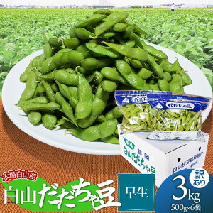 【ふるさと納税】【令和7年産先行予約】 本場 白山産 白山だだちゃ豆 早生(わせ) 【訳あり】3kg(500g×6袋) 農家 長四郎 | 2025年 えだまめ エダマメ おつまみ 山形県 鶴岡市 楽天ふるさと 支援 東北 枝豆 お取り寄せ 茶豆 酒のつまみ 野菜