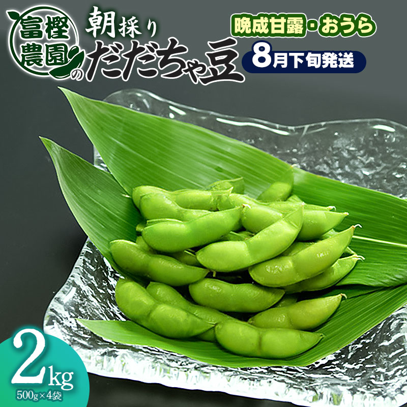 【ふるさと納税】【令和6年産 先行予約】富樫農園の朝採りだだちゃ豆【8月下旬発送】2kg（500g×4袋）晩成甘露・おうら 山形県鶴岡市産 枝豆 | 楽天ふるさと 納税 支援 東北 えだまめ エダマメ 特産品 お取り寄せ ご当地 茶豆 名産品 晩生