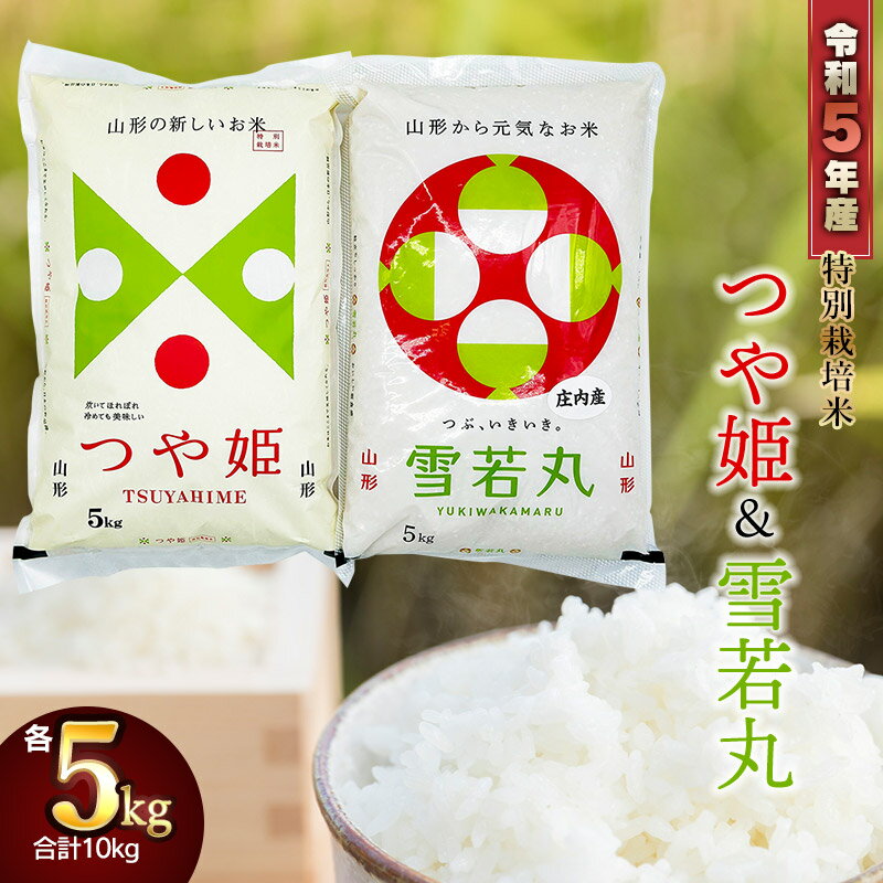 【ふるさと納税】【令和5年産】山形県庄内産 特別栽培米 つや姫5kg＆雪若丸5kg（合計 精米10kg）