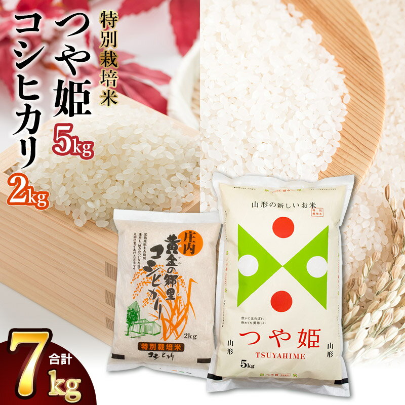 令和5年産 特別栽培米 つや姫 5kg & 黄金の郷里 コシヒカリ 精米 2kg 合計7kg 食べ比べ 山形県庄内産 | 鶴岡市 返礼品 白米 ブランド米 特産品 お取り寄せ つやひめ 楽天ふるさと お米 おこめ 特別栽培 お試し