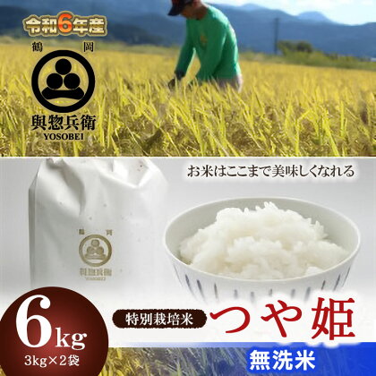 【令和6年産 先行予約】「神農家」が作った特別栽培米つや姫　無洗米　6kg(3kg×2袋)　K-624